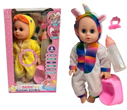 Puppe zum Trinken und Pipi sprechende Puppe mit Töpfchen Babyflasche Schnuller Puppe 30 cm mit weinendem Pyjama schließt die Augen ruft Mama Papa lacht weint macht Launen wie ein Kind (A)