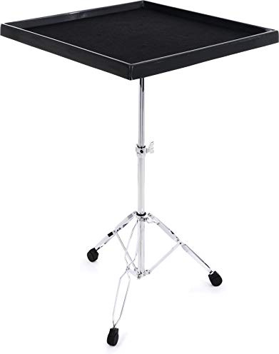 Gibraltar Large Fiberglass Percussion Table with Felt-Lined Surface, Height-Adjustable Double-Braced Tripod Stand, Secure Non-Slip Grip & Easy Transport Design for Hand Percussion & Electronics (7615)