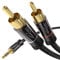 KabelDirekt – 3 m – Klinke-Cinch-Adapterkabel, Aux/3,5 mm auf 2x Cinch/RCA (Y-Audiokabel, zum Anschluss von Smartphones/Notebooks und anderen Geräten an HiFi-Systeme/Lautsprecher, schwarz)