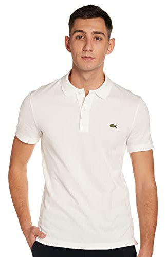 Lacoste Herren Polo-Shirt Kurzarm PH4012, Männer Polo-Hemd,2 Knopf,Slim Fit,Weiß,8
