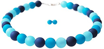 schmuckmanufaktur koenigsblau Polariskette blau türkis | Schmuckset incl. Polarisohrstecker | Kette Damen Blautöne