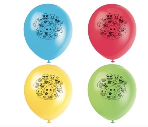 Latex-Party-Luftballons - 30 cm - Emoji Party - 8er-Pack