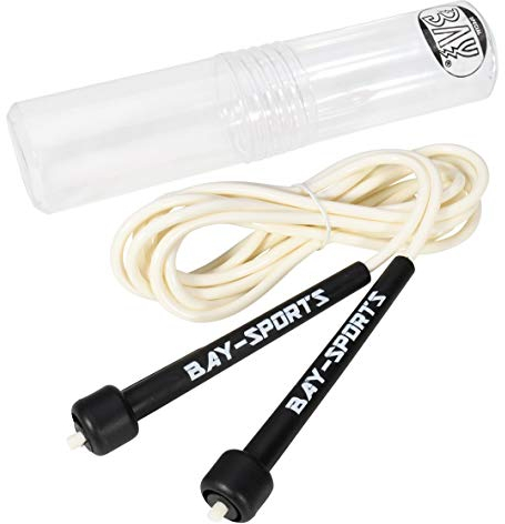 BAY Sports® Weiss Nylon Neon Springseil 310 cm Jump Rope PVC Kunststoff Sprungseil Skipping Profi Seil Jumprope Creme White