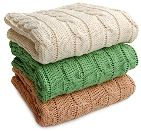 Sonnenstrick Babydecke/Kuscheldecke/Strickdecke 100% Bio Baumwolle kba made in Germany mit Zopfmuster creme