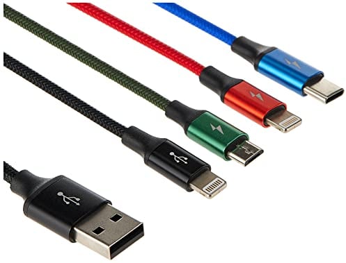 Baseus 4in1 Ladekabel 2X Lightning, USB-C und Micro USB (120 cm Ladekabel geeignet für iPhone 11, iPhone XS/XS Max/XR, iPhone 6/6s/7/8, Android), Schwarz, oneplus x