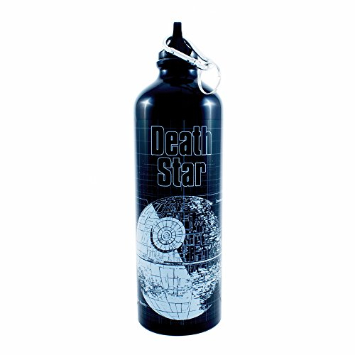 Star Wars Silver Buffalo SV6098AL Death Star Aluminum Water Bottle with Carabiner, 25-Ounce, 750-Milliliter, Plastic, Multicolor