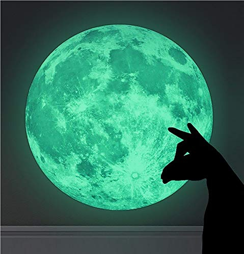 WandSticker4U®- Wandtattoo Leuchtmond 30x30 cm I selbstklebend fluoreszierend Mond leuchtend Aufkleber Kinder Glow Sticker Leuchtsticker I Wand Deko für Kinderzimmer Schlafzimmer