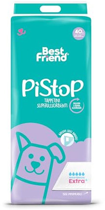 Best Friend PìStoP Extra+ traversine usa e getta. Extra massima assorbenza. Tappetini igienici per cani 60x60cm. Confezione 40 pz Monouso Antistrappo e Antiodore. Cani taglia piccola, media e grande