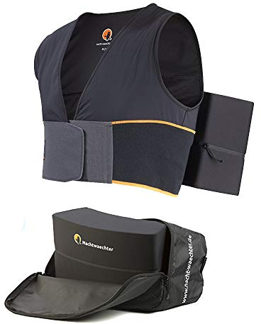 Nachtwaechter Anti-Schnarch-Set - Schnarchen einfach abtrainieren - Schlafweste mit Reisetasche, schwarz, Gr. L/XL