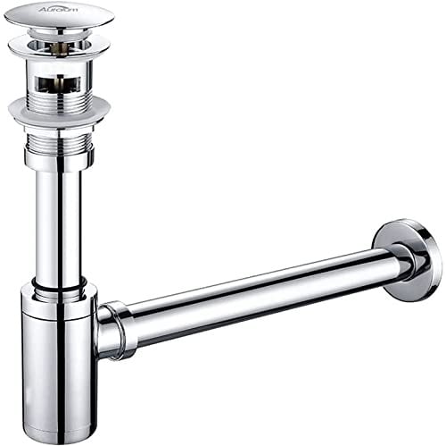 Auralum Siphon Ablaufgarnitur Set mit Überlauf Stöpsel Abfluss Ventil Geruchsverschluss Waschbecken Waschtisch Ablauf für Waschbeckenn