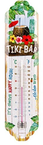 Nostalgic-Art Retro Thermometer, 7 x 28 cm, Tiki Bar – Geschenk-Idee als Bar-Zubehör, aus Metall, Vintage Design