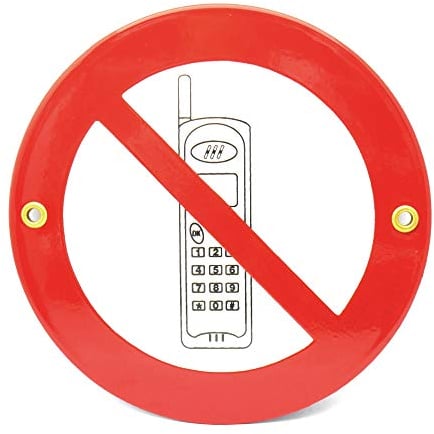 Email-Schild - Handy verboten - Verbotsschild aus Emaille - in rot