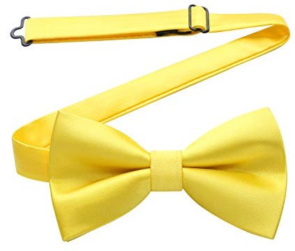 HISDERN Pre Tied Bow Ties for Men Wedding Tuxedo Bowtie Lemon Yellow Adjustable Dicky Bowties
