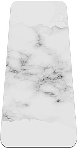 Eslifey Weiße Yogamatte mit Marmor-Muster, dick, rutschfest, für Damen und Mädchen, Gymnastikmatte, weiche Pilates-Matten, (183 x 61 cm, 0,6 cm dick)