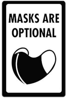 JP's Parcels Tin Signs Front Door Business - Metal Sign for Restraunts Bars Nightclubs Office Store 12 x 8 in. Masks are Optional