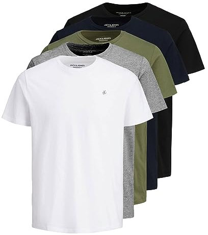 Jack & Jones JXJ Tee Lot de 5 t-Shirts, Taille S, Blanc
