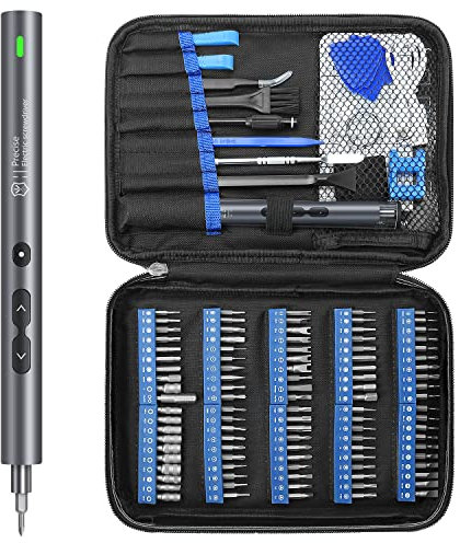 UF-TOOLS 120 in 1 Mini Electric Screwdriver Set, 100 Precision Bits & 20 Tool Set, LED Light, Portable, Rechargeable, Aluminium, 150 RPM, 3.7V, 350mAh, USB-C, 1.89 lbs, 7.1 x 1.6 x 7.1 in