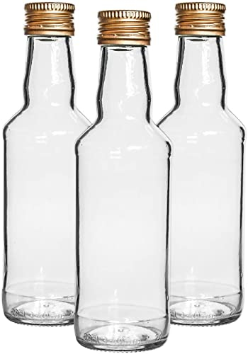 DIAH DO IT AT HOME 5 x Empty Glass Bottles 200ml (20cl) bottles + Gold Screw Caps Monopoly Storage Bottles