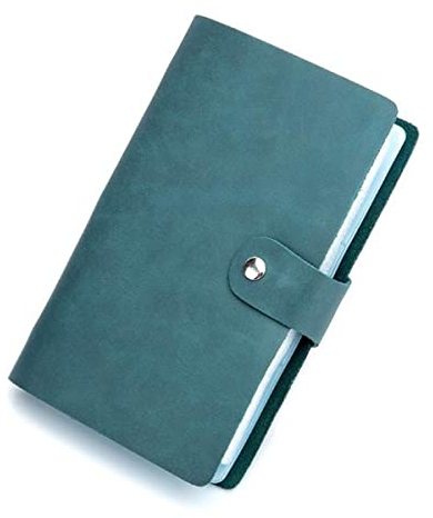 boshiho Kreditkartenetui aus Leder, Visitenkartenetui, Buch-Stil, 90 Stück, Namensausweishalter, Buch, Pfauengrün, Modern