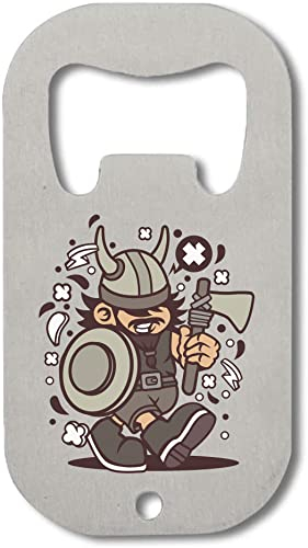 Viking Kid Nordic Warrior Axe And Shield Art Stainless Steel Bottle Opener Silver One Size