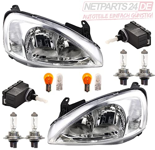 Johns, Scheinwerfer Satz passend für Opel Corsa Scheinwerf. C -03 m. LWR Leuch. Set H7/H7 System Valeo