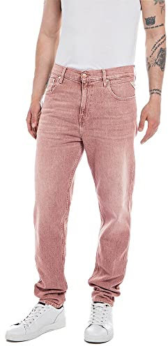 REPLAY Jeans Uomo Sandot Tapered Fit in Denim Comfort, Rosa (Brick Delavè 250), W34 x L30