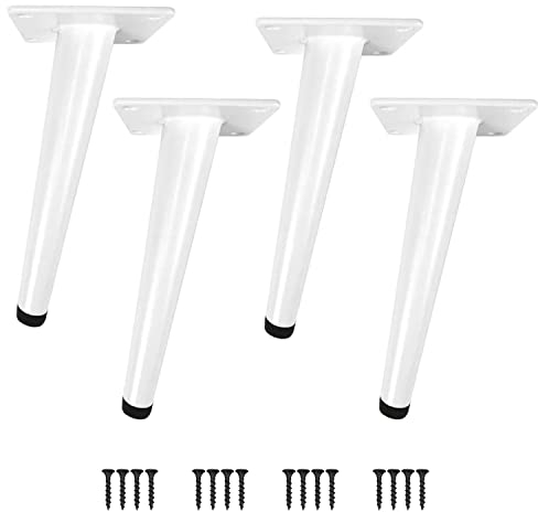 SIVIKIO Möbelfüße 4 Stück Möbelbeine Kegel Schräg/Vertikale Möbelfüße Edelstahl mit rutschfeste Gummibasis DIY für TV-Schrank Bett Sofa Badschrank (Höhe-30CM (12), Weiß-Schräg)
