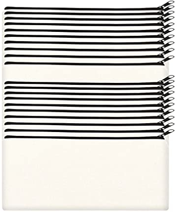 ViLiyDuo DIY Blanko Stoffbeutel, 10 Stück Stoff-Federmäppchen Blanko, Kleine Kosmetiktasche,Stoffbeutel zum Bemalen,Kosmetiktaschen mit Reißverschluss,20 x 12cm