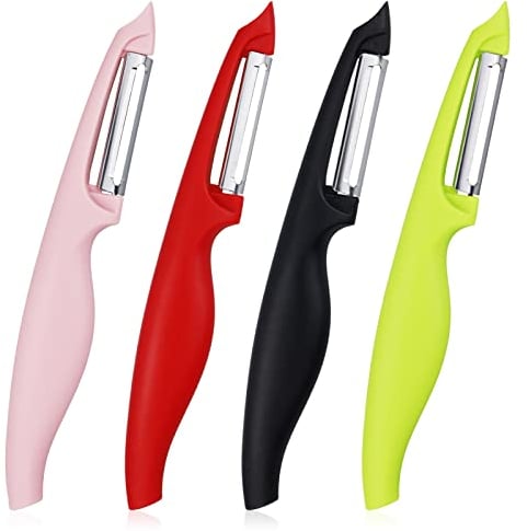 4Pcs Swivel Peeler Set for Fruits and Vegetables - Stainless Steel Blade With Non-Slip Handle - Good Grip Kitchen Tool for Potatoes and Apples