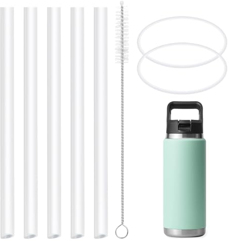CampTek Replacement Straws Compatible with YETI Rambler 26oz Vacuum Insulated Bottle,Include 5 BPA-FREE Straws,1 Straw Cleaning Brush