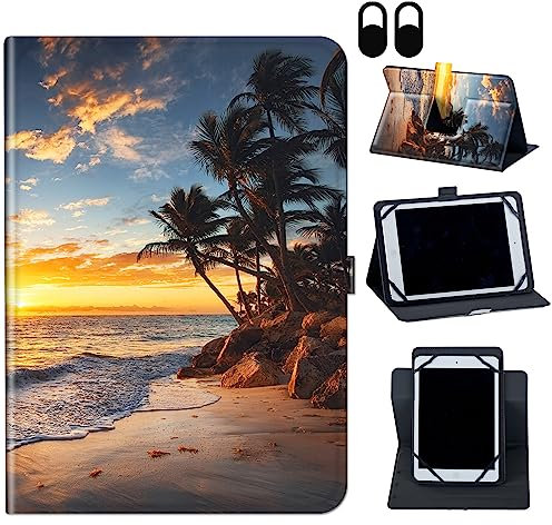 for Nokia T10 Tablet Case/for Nokia T10 8 inch 2022 Tablet Case, 360 Degree Rotating Stand and Magnetic Closure Case for Nokia T10 (Model TA-1472) Tablet 8 inch 2022 Release,Sunset Beach