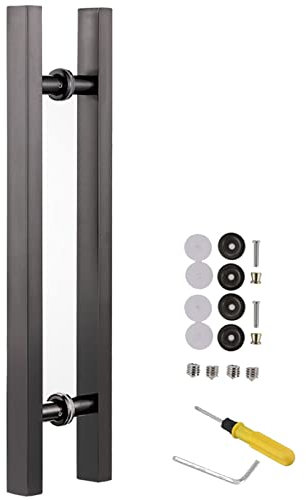 Maniglia per Porta Push Pull Bifacciale con Accessori, Maniglia per Cancello Scorrevole per Fienile/Ufficio/Vetro/Porta d'ingresso, Set Maniglie Antiruggine, 50 60 80 120 cm di Lunghezza (Gr