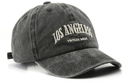 Gorra Beisbol Ajustable y Bordada de Los Ángeles, de Tela Vaquera, Algodón 100%. para Hombres y Mujeres. (Gris)