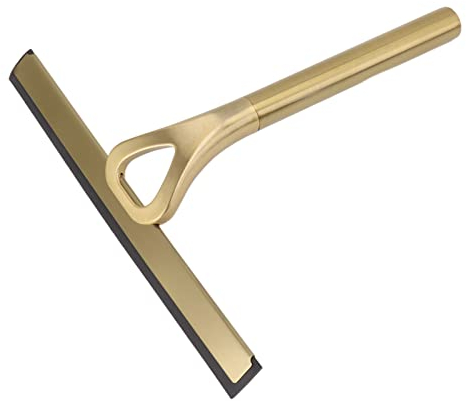 Gavigain Shower Squeegee Stainless Steel Wide Glass Squeegee Shower with Hook, No Drilling, for Shower, Bathroom Gold