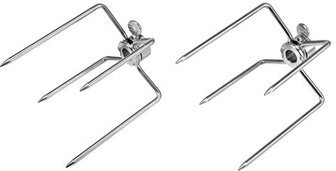 Glomora Agujas para carne, Gancho de Carne para Asador Giratório, Estante Multifuncional Para Asador pinzas para pinchos giratorios, pollo, shish kebab y mucho más 2 unidades