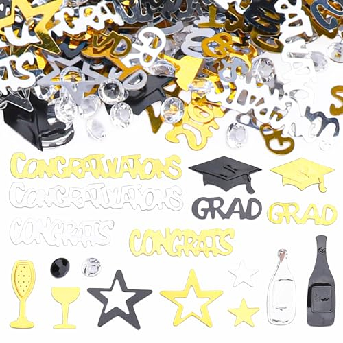 GoldRock Graduation Deko 2025 Bachelor Deko Konfetti Gold,500 Stk Ausbildung Prüfung Bestanden Deko Abschluss Deko Tischdeko, Congratulations Grad Bestandene Prüfung Geschenk,Abschluss Hut Streudeko