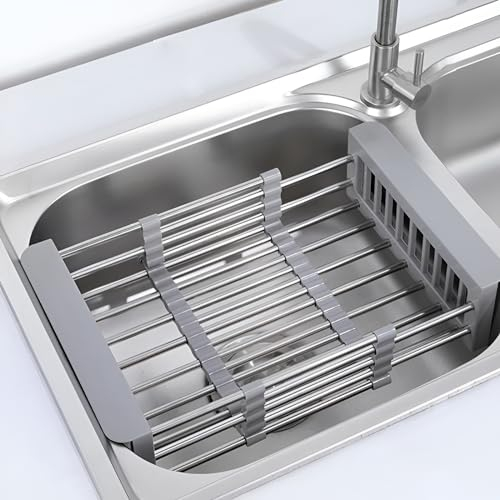 JUPPLIES - Escurridor Extensible para Fregadero Multi-Funcional - Escurreplatos Adaptable para Fregadero - Colador Expandible de Cocina para Verduras, Platos