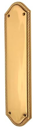 Infinity Decor Georgian Roped Edge Design Shaped Finger Push Plate Protector 300x75mm - for Interior or Exterior Door (Polished Brass)