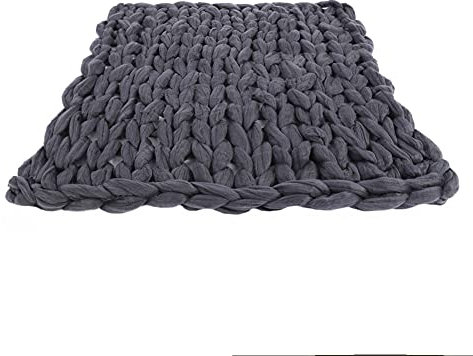 Verdant Touch Gestrickte grobe Plüsch-Sofa-Decke, grau, super groß, 60 x 60 cm