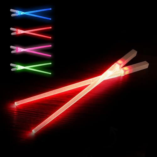 SithSticks® 2 Palillos Luminosos Rojos | Palillo de Sable Láser LED de | Cubiertos Lavables y Reutilizables para Niños y Adultos | Comida China y Japonesa | Idea de Regalo | OriginalCorner®
