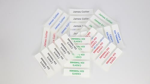 Printed Iron On Name Tags - Heat Adhesive School Uniform Labels - 12mm x 46mm - Children's Clothing Labels