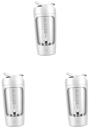 Adoorniequea Elektrischer Protein-Shaker, tragbar, Mixbecher für Milch, Milchshakes, Kaffee, Weiß, 20 x 9,2 x 9,2 cm, 3 Stück