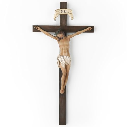 Cruz de pared con crucifijo católico BC, decoración de pared de Jesucristo para el altar del hogar, regalo religioso, escultura renacentista hecha a mano por Buildclassic (versión simplificada a todo