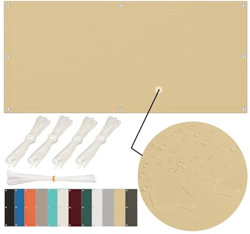 Sonnensegel 4x6 Wasserdicht, Sonnensegel 4x6m Sonnensegel Rechteckig mit Ösen Sonnensegel Balkon Ohne Bohren Sonnensegel 6x4 Terrasse Sonnenschutz Segeltuch für Garten, UV Schutz, Sand Beige