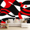Chambre Papier Peint Panoramique Art GéOméTrique Rouge Noir Poster Geant Papier Peint Intissé Mural Multi pour Salon Canapé TV Fond Décoration Murale 200x140cm
