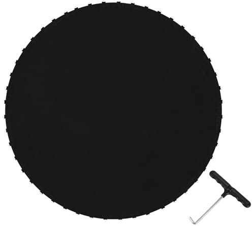 QWORK 14 FT Round Trampoline Replacement Mat with 72 V-Hooks, 151 Heavy Duty Jumping Mat with Installation Tools, Using 5.5 Springs,Black