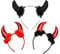 ARROMI Devil Horns and Fork Costume Set - Horns Headband, Ears, Tail - Halloween Party Headwear (Black Red)