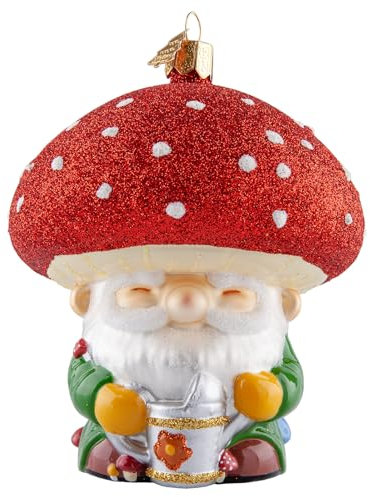 Ornamenti per albero di Natale, ornamenti per albero di Natale, ornamenti in vetro soffiato a mano per albero, statuette da collezione personalizzate a fungo rosso, ornamenti da appendere, decorazioni