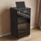 JIAOCKJIAO Phonoschrank, Beweglicher Audio Rack Hi Fi Regal, Record Player Stand mit Glastür, Hi Fi Rack mit Kabellöchern, Moderner TV-Schrank mit Verstellbaren Regalen(Gray,4 Tier 55x45x100CM)