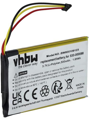 vhbw Akku kompatibel mit Teufel Real Blue NC Wireless Touchpad (500 mAh, 3,7 V, Li-Polymer) - Mit schwarzem Stecker
